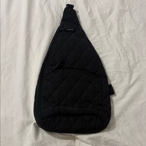 Vera Bradley Black Quilted Vinyl Coated Sling Bag